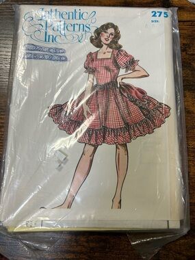Vintage Red Gingham Midi Dress with Puff Sleeves